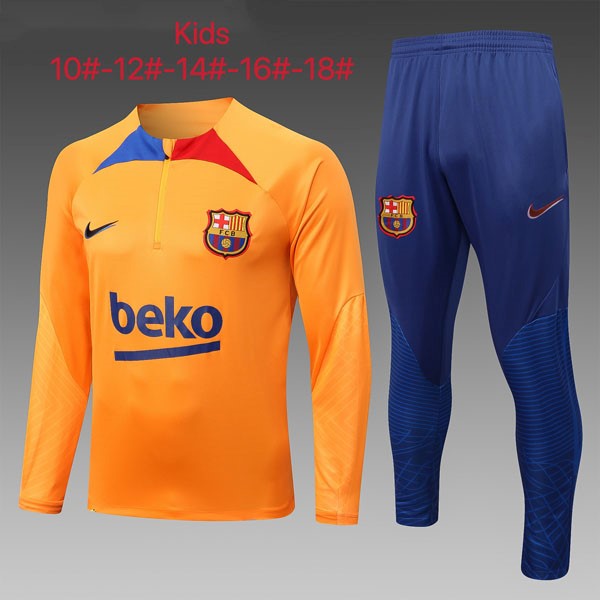 Niños Sudadera De Training Barcelona 2023 Naranja Azul